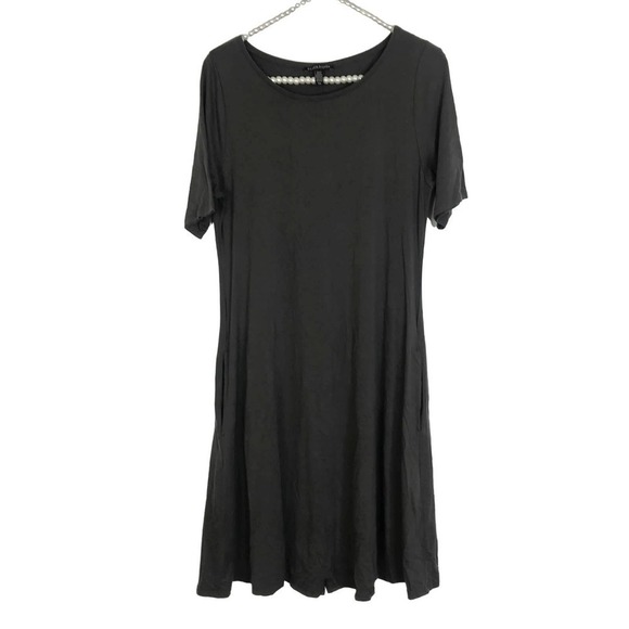 Eileen Fisher Brown Short Sleeve Mini Dress with Scoop Neck SZ S - Picture 1 of 8